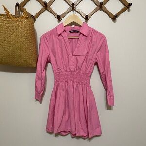 Zara Pink Mini Dress with Smocked Waist